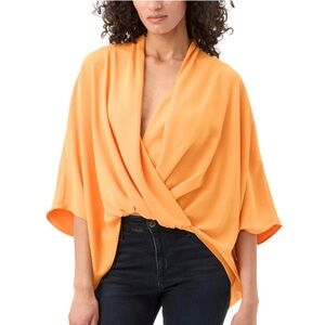 TRINA TURK Concourse Double Georgette Wrap V-Neck 3/4 Sleeve Top